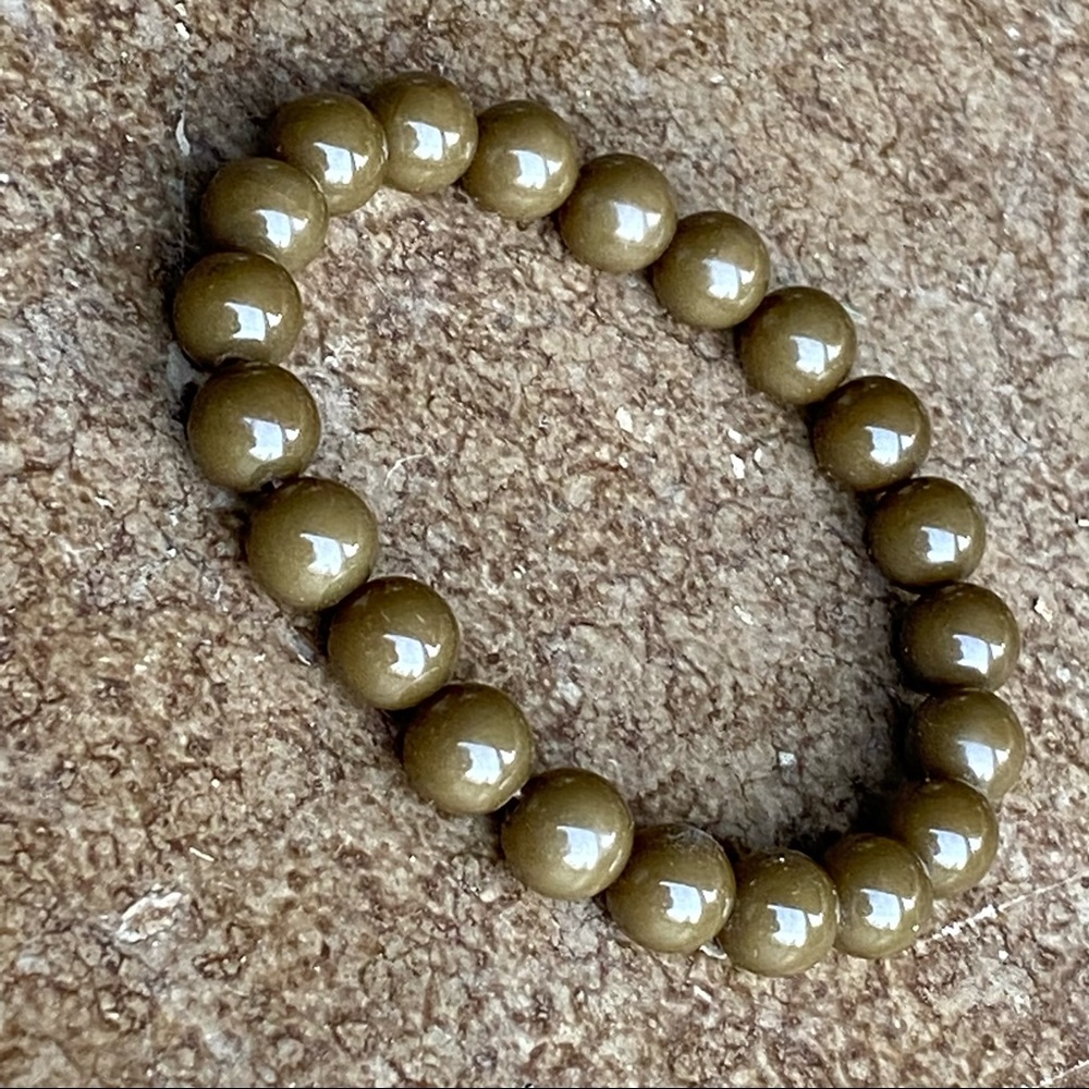 NEW Olive Green Beaded Stretch Bracelet Military